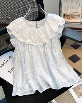 Doll collar sleeveless small shirt summer tops for women