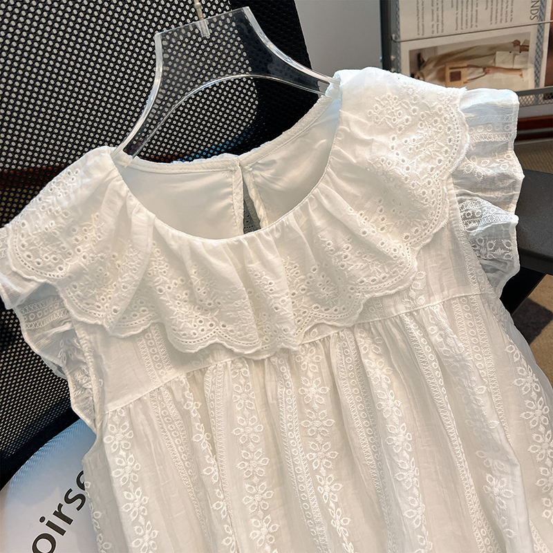 Doll collar sleeveless small shirt summer tops for women