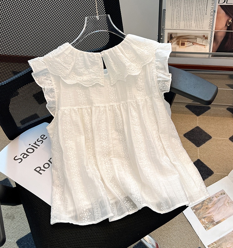 Doll collar sleeveless small shirt summer tops for women