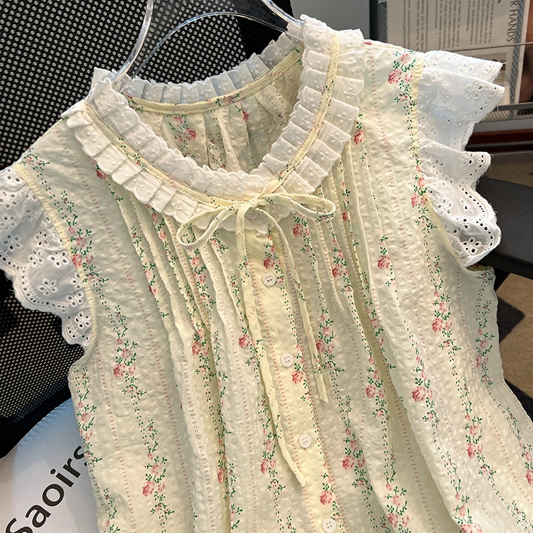France style summer tops vacation sleeveless vest for women