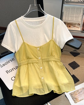 All-match tops Korean style T-shirt 2pcs set for women