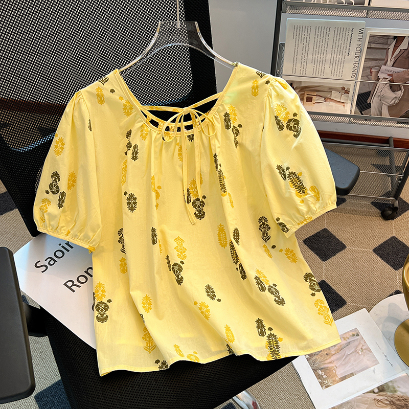 Loose summer small shirt printing shirt for women