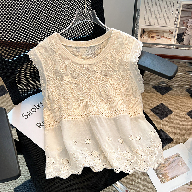 Bohemian style hollow tops sleeveless vest for women