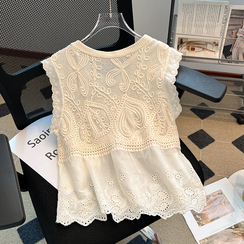 Bohemian style hollow tops sleeveless vest for women