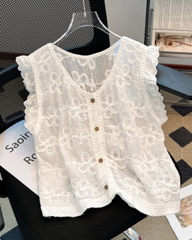 Hollow lace tops temperament summer small shirt for women