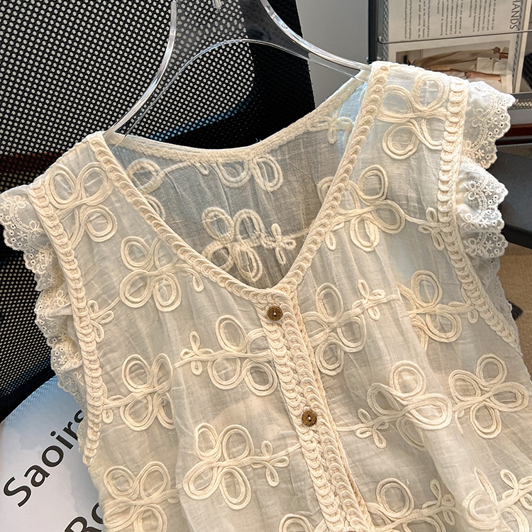 Hollow lace tops temperament summer small shirt for women