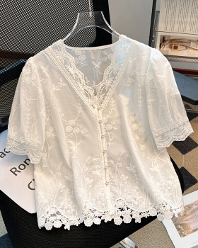 Summer France style tops short sleeve shirt for women