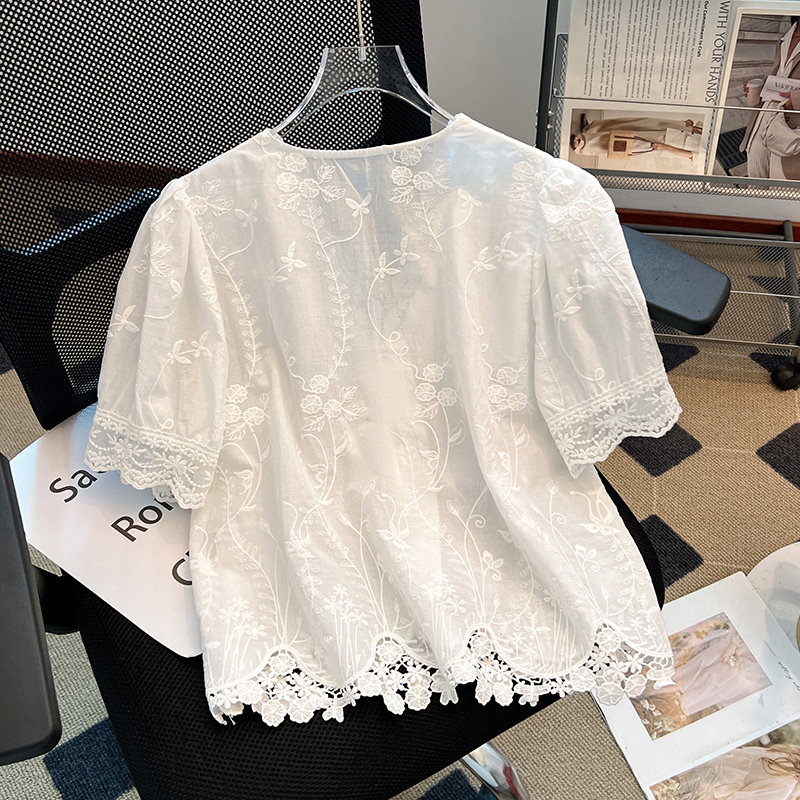 Summer France style tops short sleeve shirt for women
