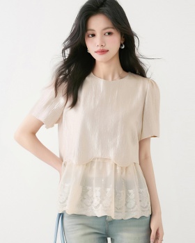 Summer France style small shirt short sleeve tops