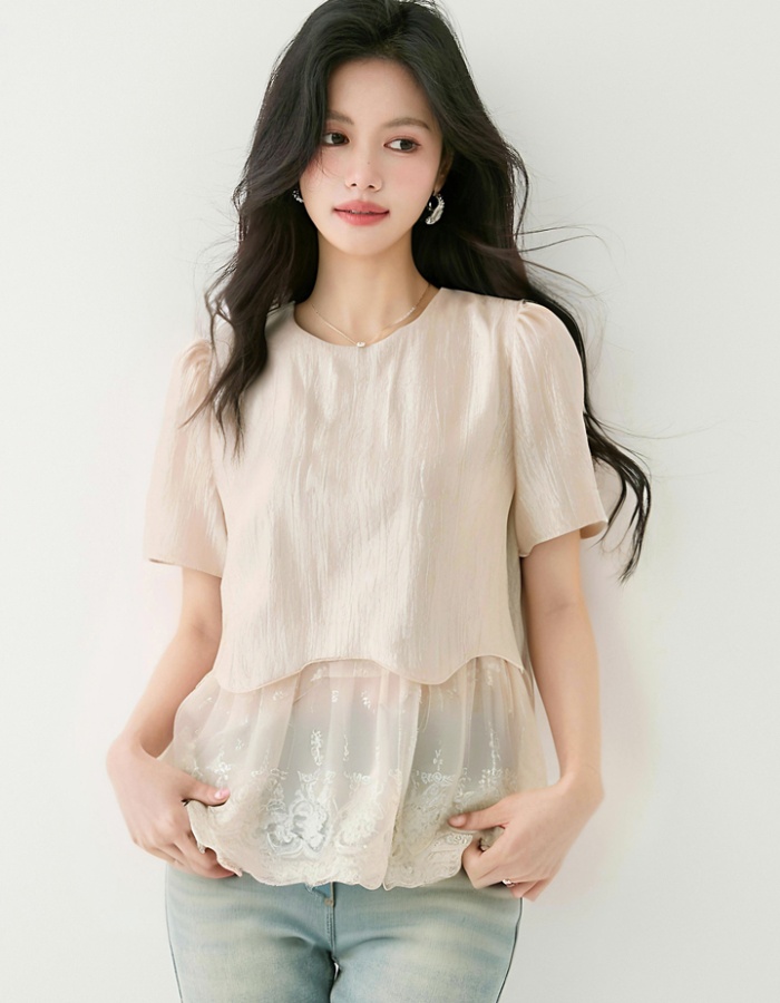 Summer France style small shirt short sleeve tops