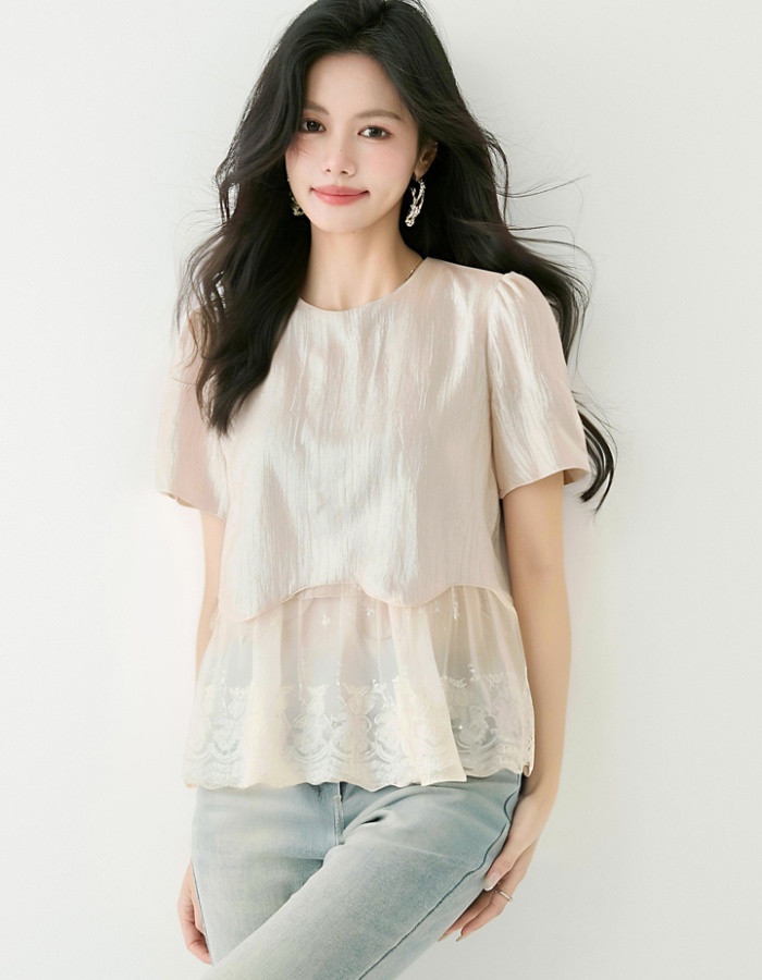 Summer France style small shirt short sleeve tops