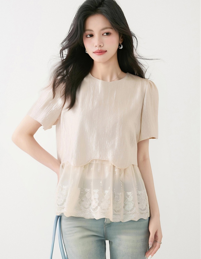 Summer France style small shirt short sleeve tops