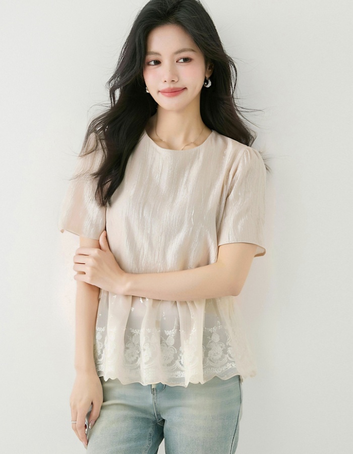 Summer France style small shirt short sleeve tops