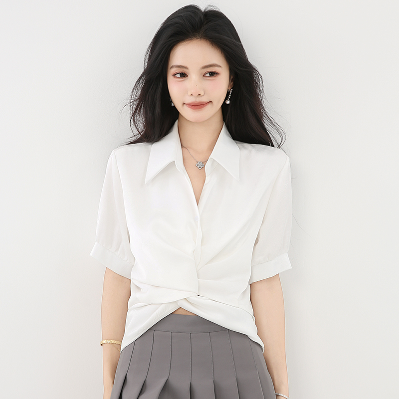 Niche Western style tops wear satin shirt for women