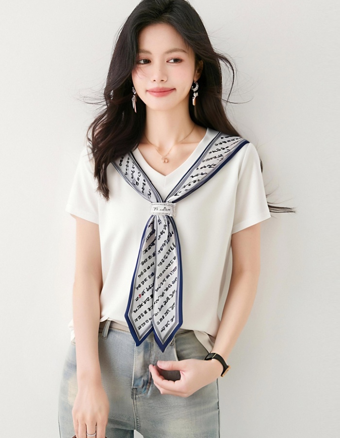 Lazy V-neck simple shirt summer fashion cozy T-shirt