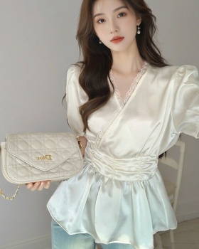 Korean style V-neck tops all-match shirt for women