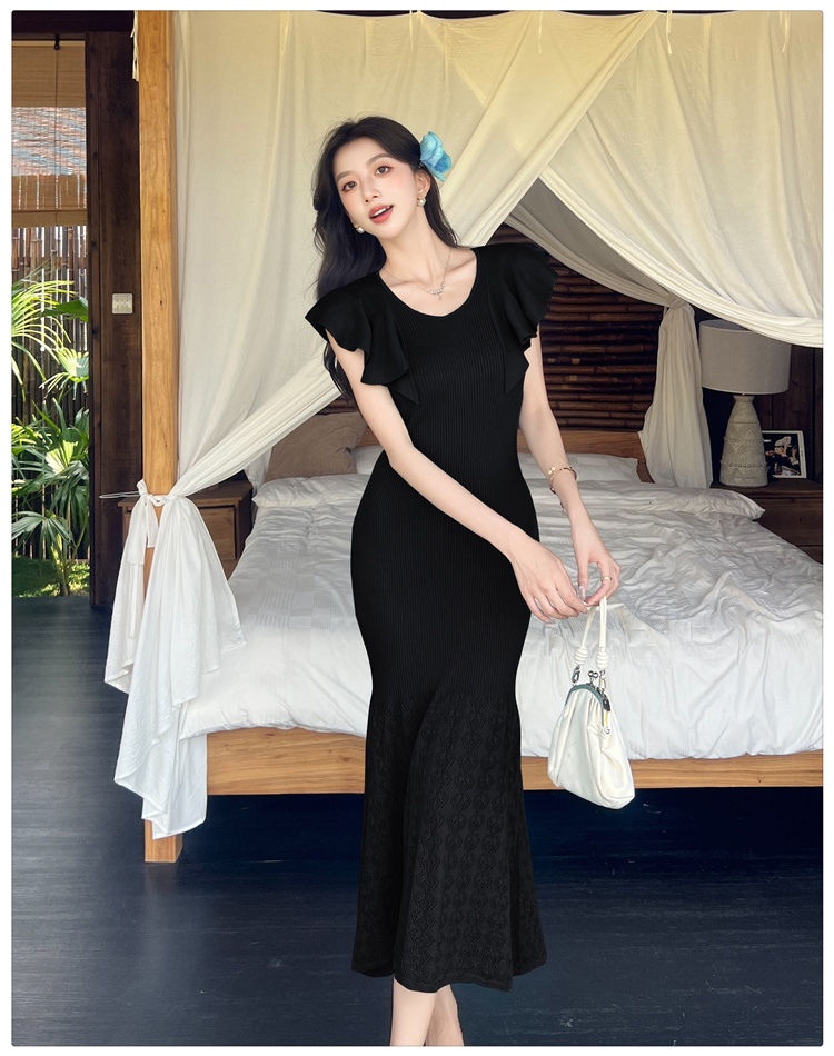Package hip France style lotus leaf edges dress for women