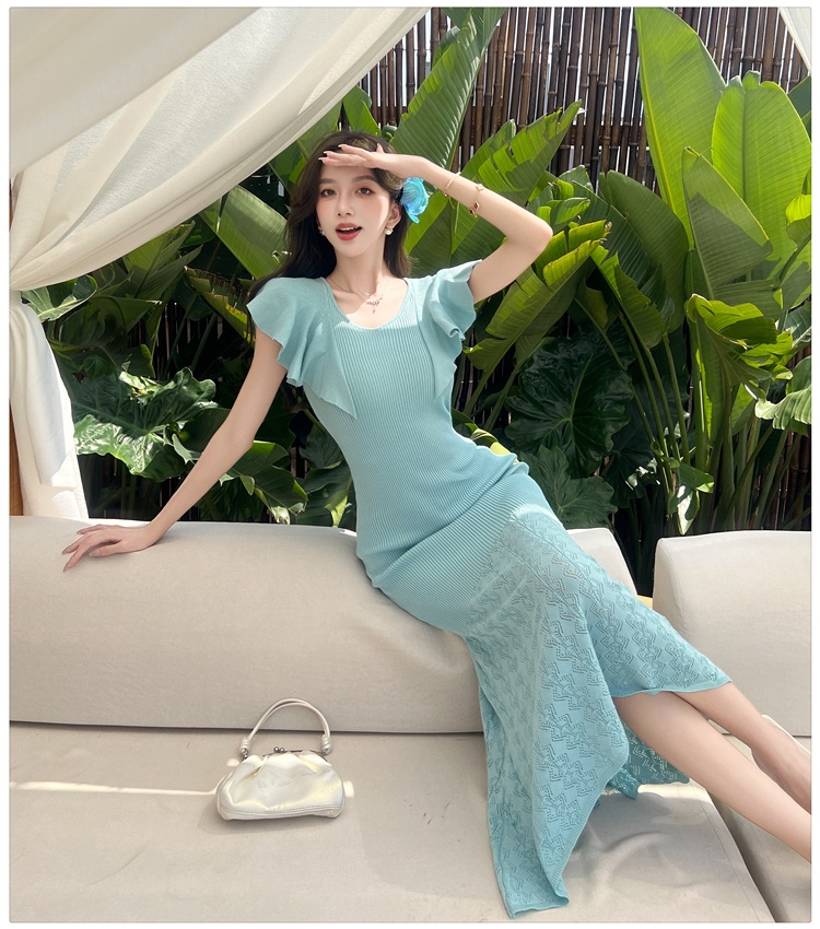 Package hip France style lotus leaf edges dress for women