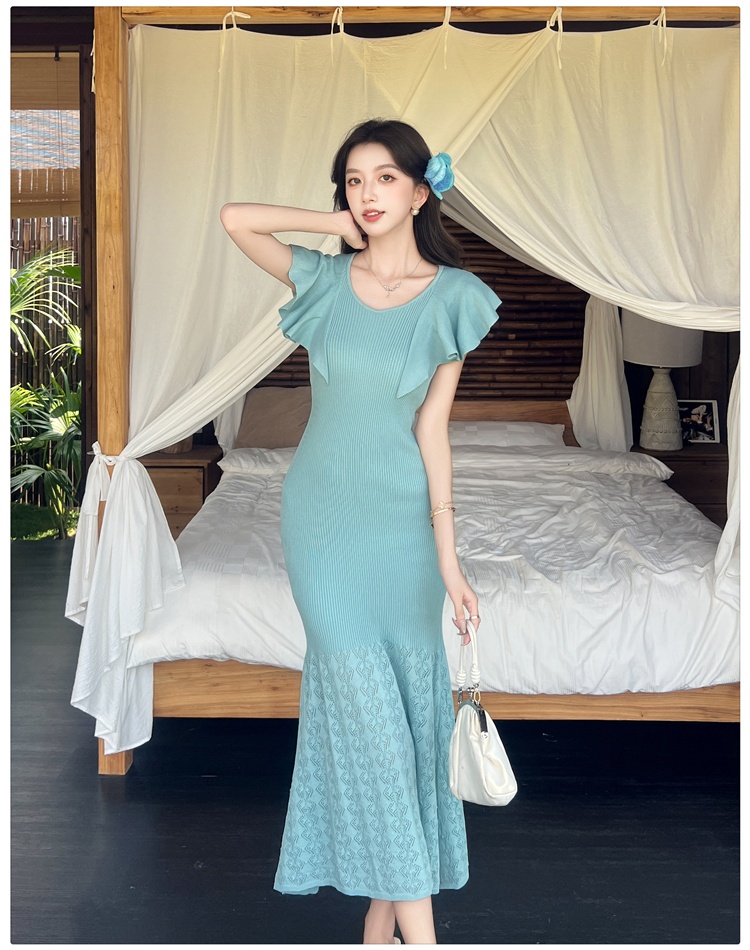 Package hip France style lotus leaf edges dress for women
