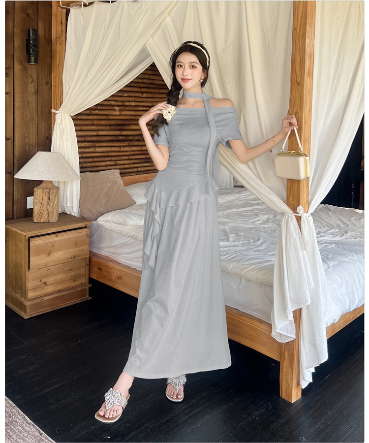 Slim skirt folds tops a set for women