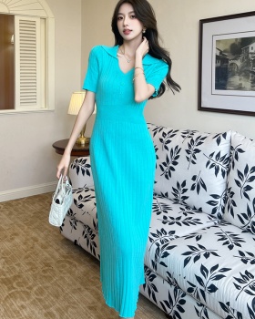 Korean style slim long dress knitted dress for women