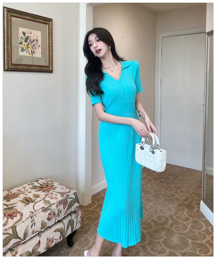 Korean style slim long dress knitted dress for women