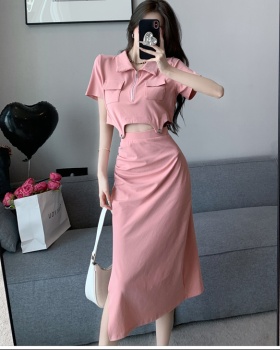 Summer skirt split T-shirt 2pcs set for women