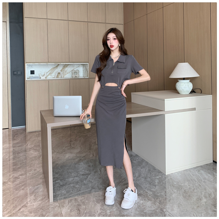 Summer skirt split T-shirt 2pcs set for women