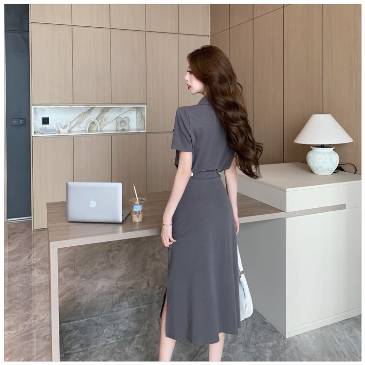 Summer skirt split T-shirt 2pcs set for women