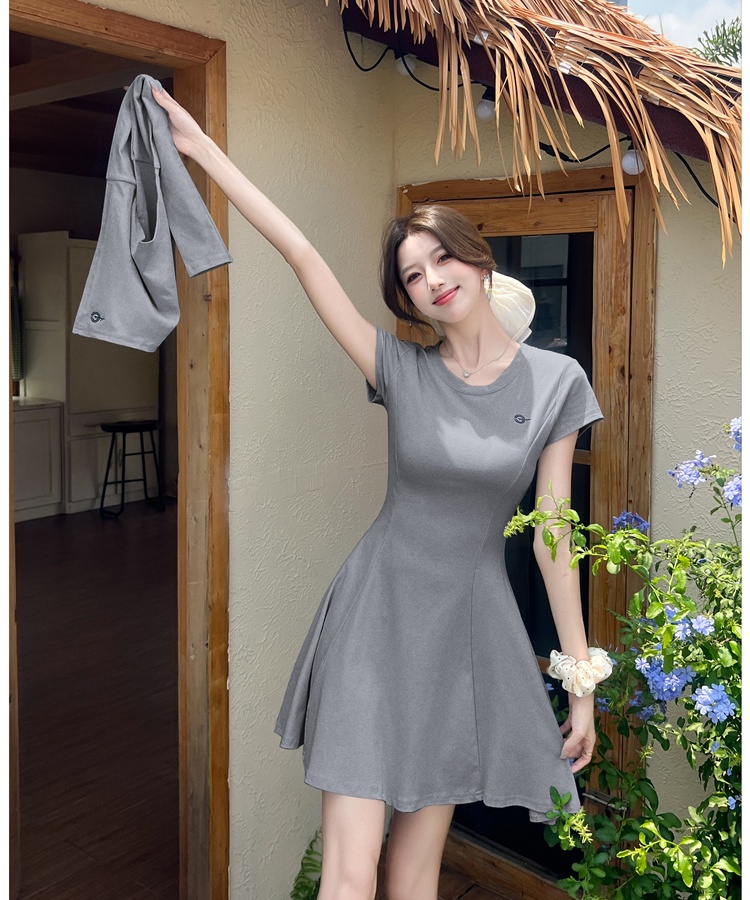 Slim pinched waist shawl niche T-shirt 2pcs set for women