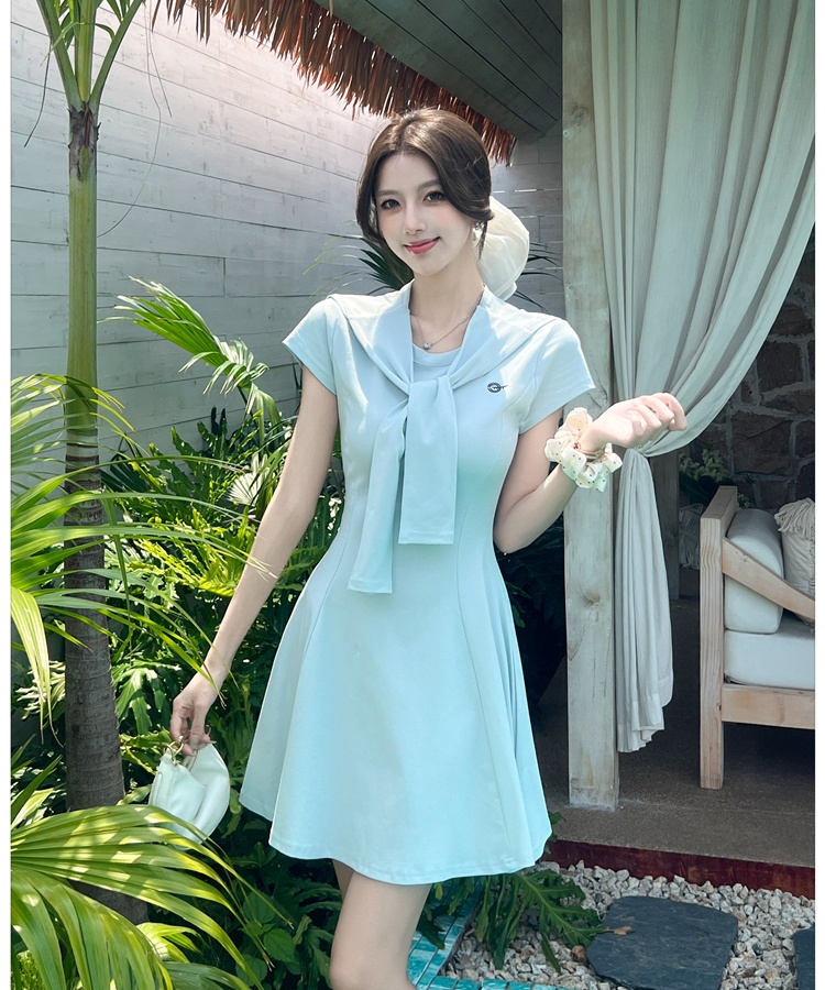 Slim pinched waist shawl niche T-shirt 2pcs set for women