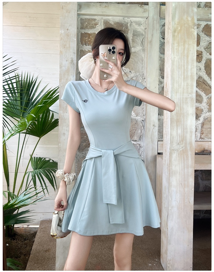 Slim pinched waist shawl niche T-shirt 2pcs set for women