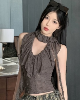 Splice halter niche lace tops