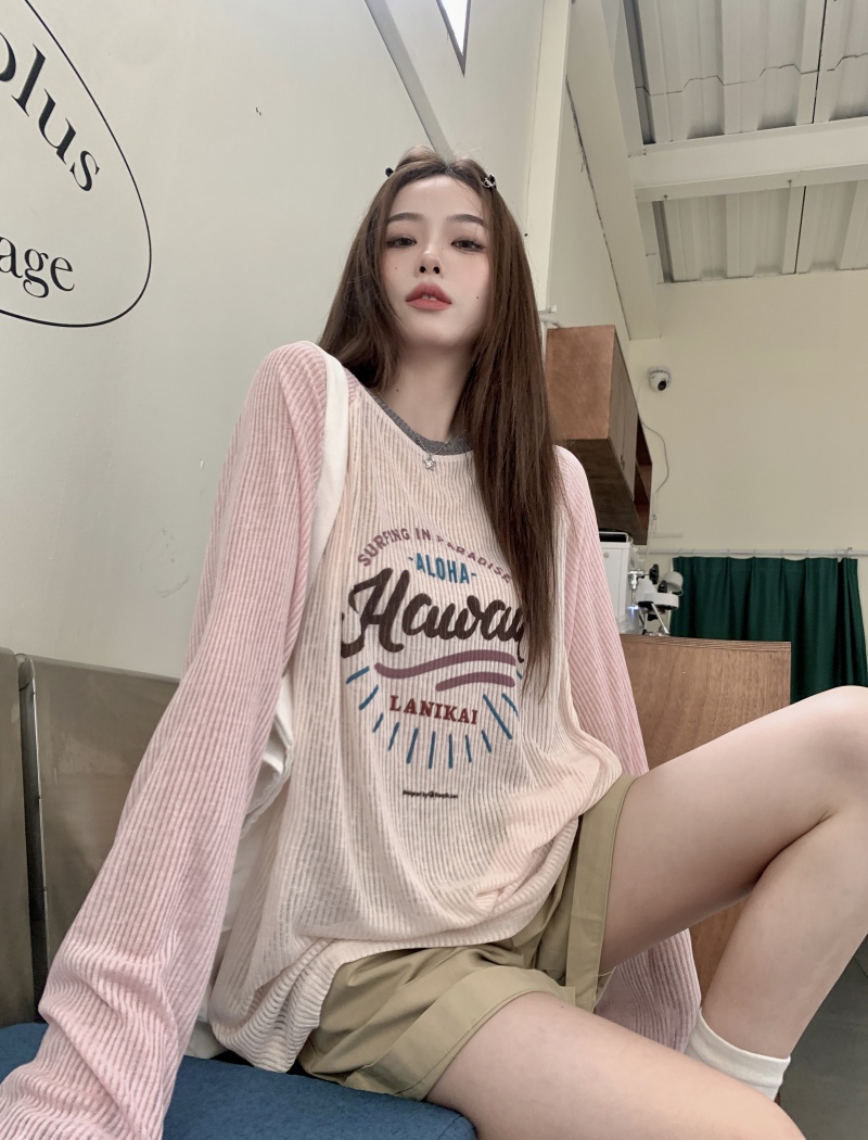 Printing raglan sleeve all-match long sleeve tops