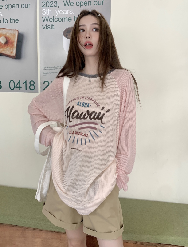 Printing raglan sleeve all-match long sleeve tops