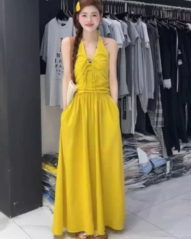Frenum halter dress island flair retro long dress