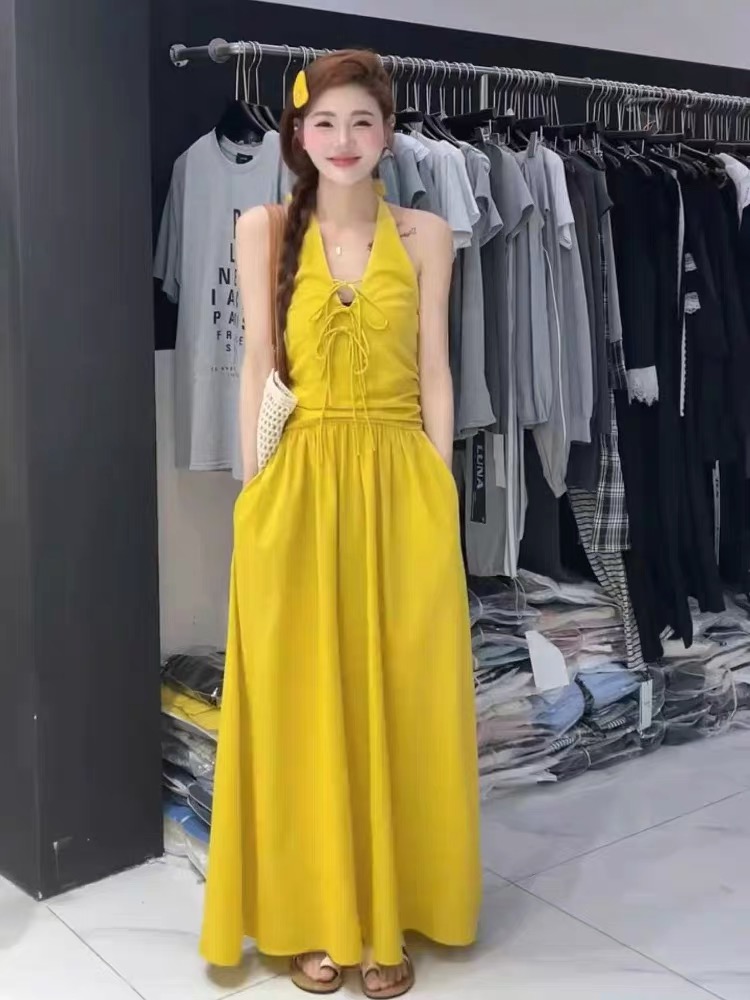Frenum halter dress island flair retro long dress