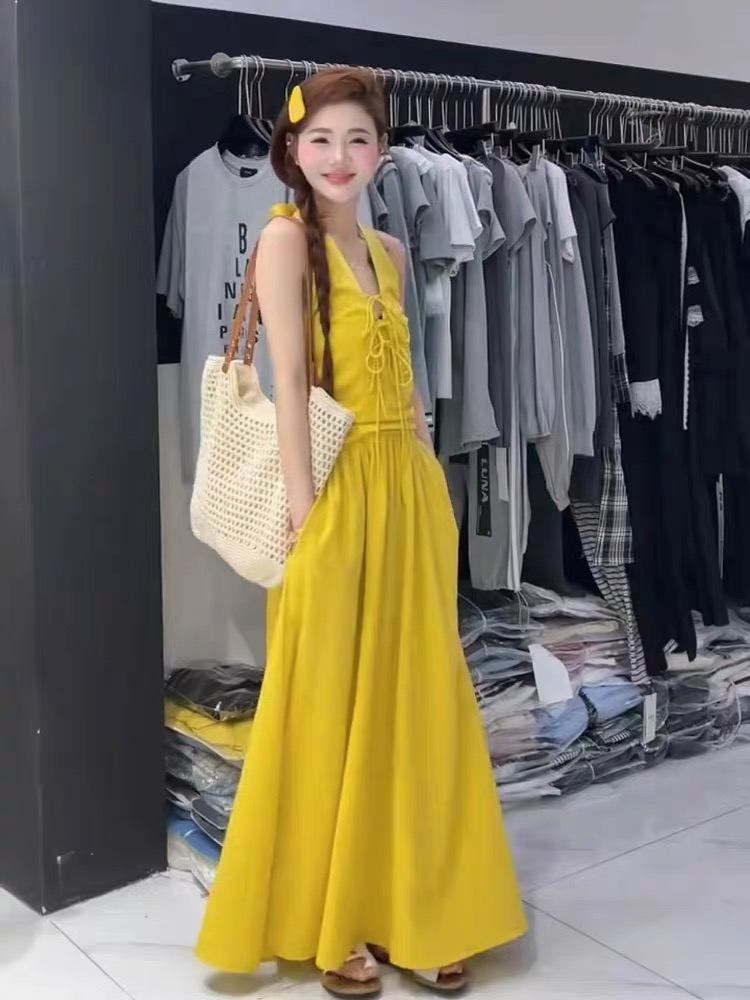Frenum halter dress island flair retro long dress