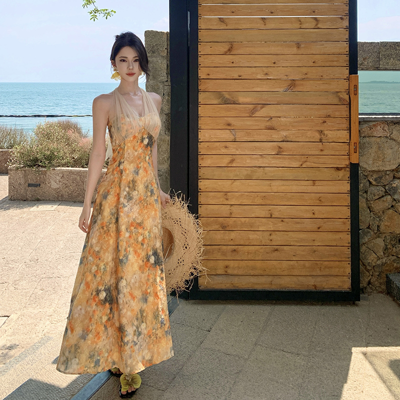 Gauze summer retro dress