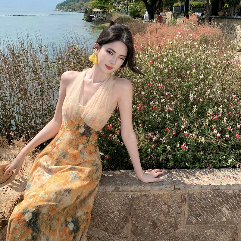 Gauze summer retro dress