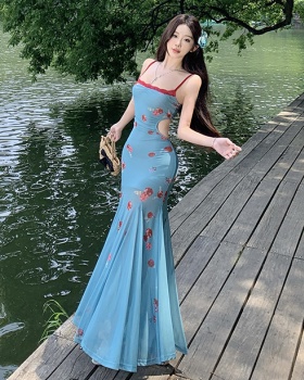 Vacation sling long dress slim France style dress