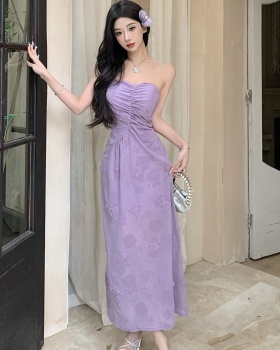 Lace summer fold wrapped chest sweet slim Thailand dress