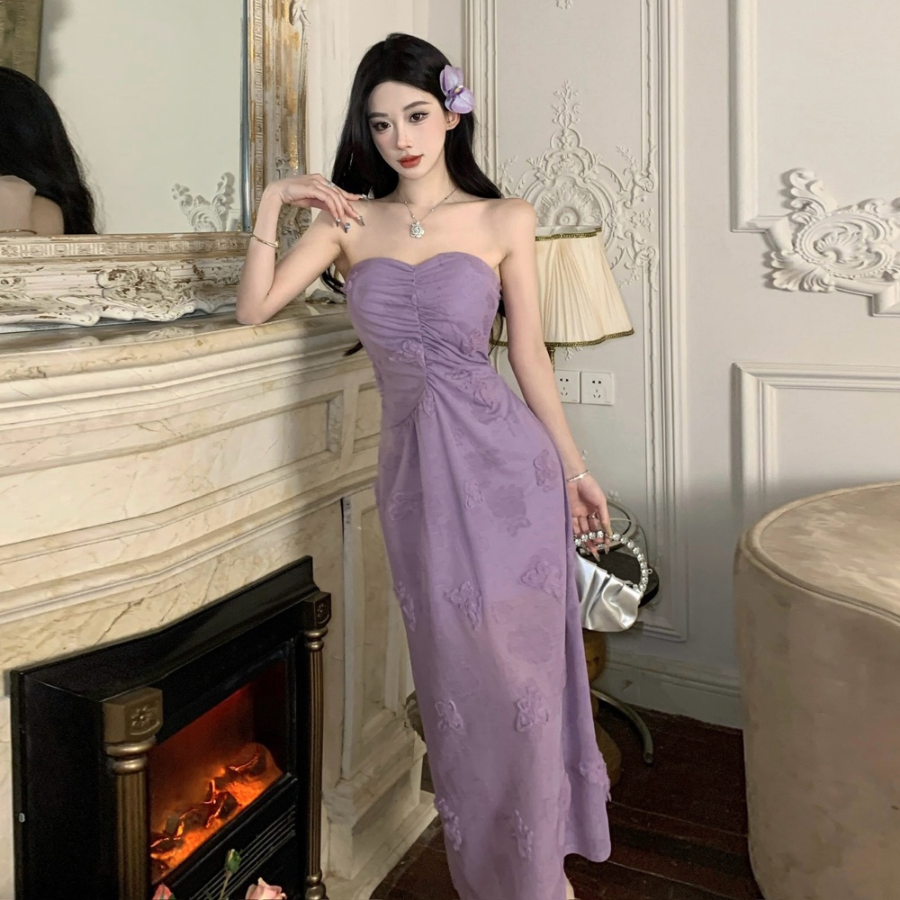 Lace summer fold wrapped chest sweet slim Thailand dress