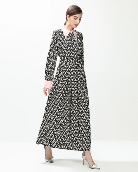 European style all-match pinched waist fashion slim dress