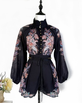 Summer shorts lantern sleeve shirt a set