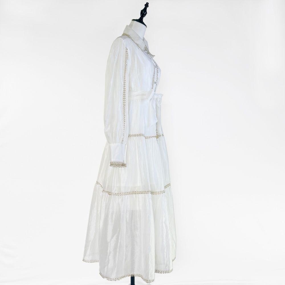 Sling big skirt France style lace splice dress