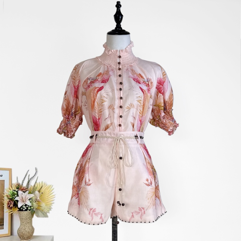 Retro beading shirt fashion summer shorts a set