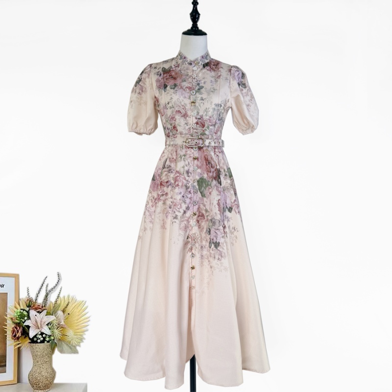 Long fashion France style dress printing summer belt