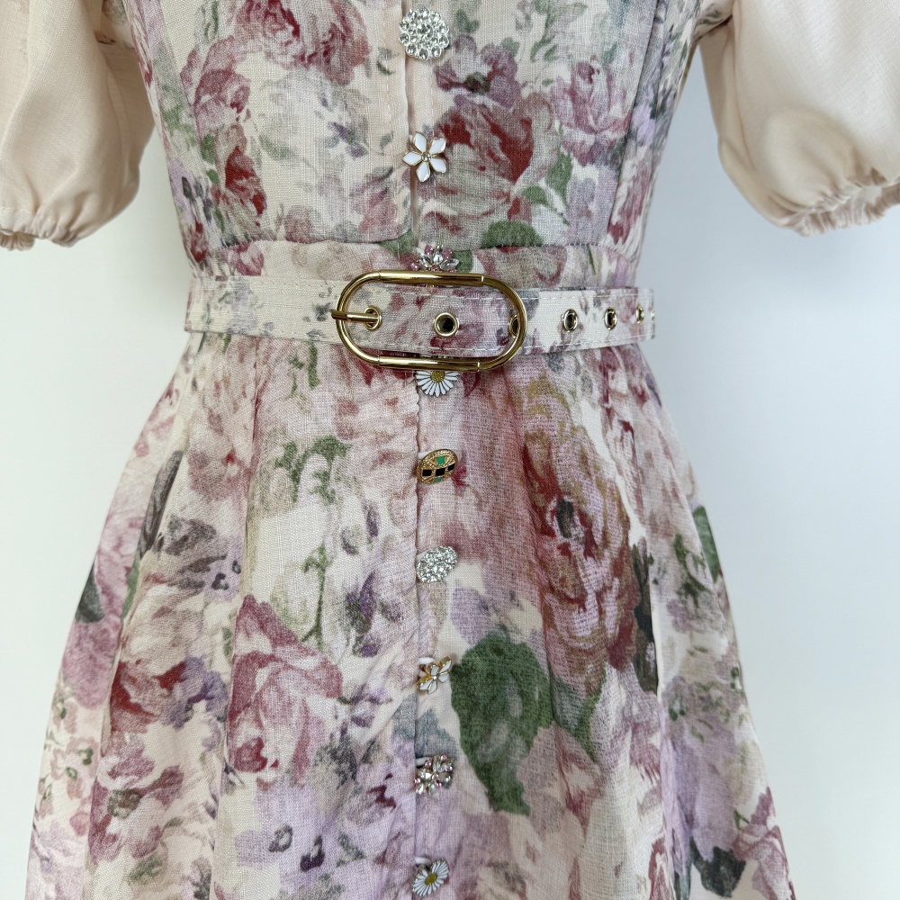 Long fashion France style dress printing summer belt