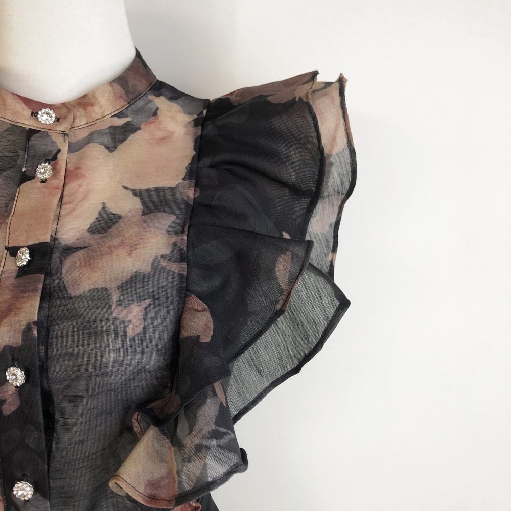 Ladies fashion shirt lotus leaf edges skirt 2pcs set